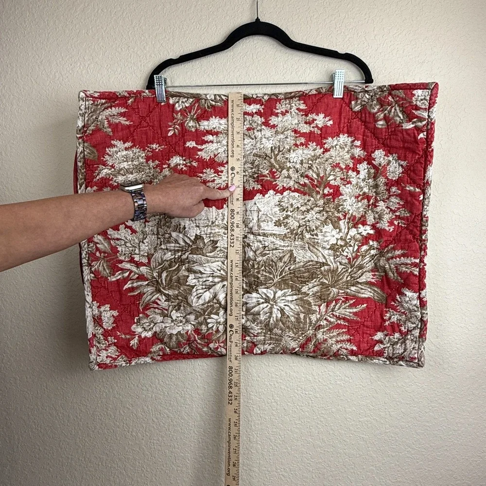 Vtg Pottery Barn Standard Red Martine Toile Quilted Linen/Cotton Sham 1 piece